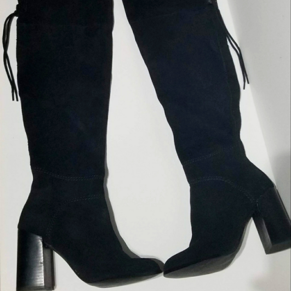 STEVE MADDEN Black OVER THE KNEE SUEDE BOOTS 6.5